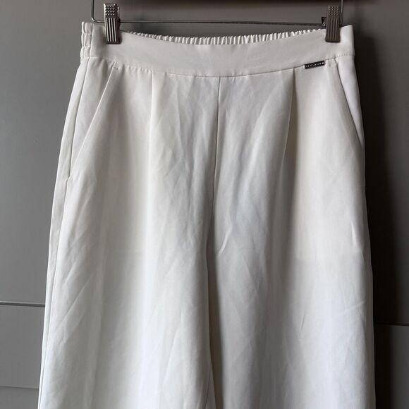 Tahari Pants Womens XS White Wide Leg Pull On Lined Pleated Trousers THF23003 - Picture 3 of 14